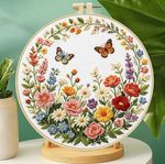 BUTTERFLY GARDEN EMBROIDERY KIT WITH HOOP - SIZE 20CM X 20CM