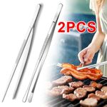2 Pcs Cooking Tweezers 30Cm/12 Inch Kitchen Tweezers Tongs Stainless Steel Food