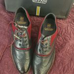 House of Cavani Men's Leather Brogue Dress Shoes Black/Red Lace Up UK 12