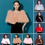 Noble Elegant Bridal Women Real Ostrich Feather Fur Cape Cape Stole Wrap 110cm