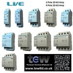 2 Pole 4 Pole 20 Amp 25 Amp 32 Amp 40 Amp 63 Amp Contactor Normal Open DIN Rail