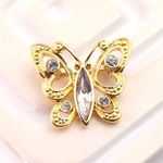 NAPIER Butterfly Brooch Rhinestone Small Gold Tone Pin Diamante Jewellery