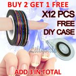 12 COLORS NAIL STICKER ROLLS STRIPING TAPE LINE NAIL ART UV GEL TIPS DIY KIT