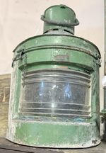 A vintage Meteorite brand ship's side lantern with patent markings.