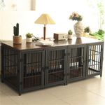 Heavy Dog Crate Furniture End Table Pet House Wooden Cage Kennel Safe Guard Rail