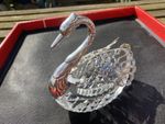 Vintage Sterling Silver 925 Crystal Glass Swan Salt Or Bon Bon Dish