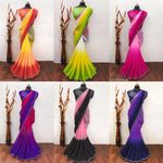 Women's Georgette 3tone colour Saree with blouse Piece