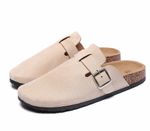 TRENDY ONE STRAP BUCKLE FOOTBED MULE BEIGE