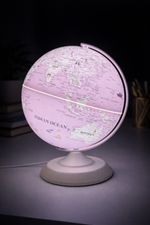 PINK World Globe Map Home Office 20CM Desktop Educational GEOGRAPHY 360° LIGHT