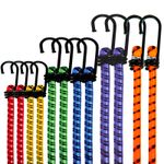 12 BUNGEE STRAPS CORDS SET WITH HOOKS ELASTICATED ROPE CORD CAR VAN BIKE LUGGAGE