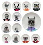 Dining Plates - Funny Animals Mustard Wild Dining Tableware and Water Bottles