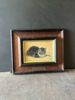 “A Pretty Kitten” Print After Henriette Ronner-Knip Framed Antique Style Patina