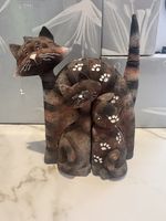 Nestling Cat Family Pottery Cats Tabitha,Tiggy, Cuddles Art Forum Farmyard Fun 