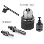 1.5-13mm Heavy Duty Drill Chuck with Key Conversion SET - 1/4" Hex, SDS Plus, ..