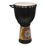 Djembe Drum 12 Inch Hand-Painted African Drum, Solid Wood, Rope Tuning - A-Star