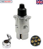 7 pin 12V N Type Metal Aluminium Socket And Plug Set Trailer Caravan Tow Bar
