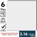 Suspended Vinyl Ceiling Tiles 595mm x 595mm, For 600mm x 600mm Grid Waterproof