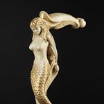 Wooden walking stick carved mermaid-ivory handle for Adults  walking cane