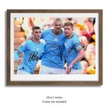 Erling Haaland, De Bruyne, Foden Hand Signed Man City A3 Photo PSA Approved, COA