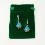 Irish Blue Mist Claddagh Drop Earring set 925 sterling silver Rhodium Plated