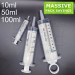 Syringes 10ml/50ml/100ml Plastic syringe Laboratory Garden Hydroponics Craft Lab
