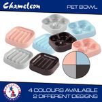 Dog Bowl Slow Feeder Eating Feed Large  Pet 2 designs -blue pink brown grey LGE