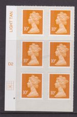 GB SG U2923 MNH MINT STAMP DEFINITIVE 10p ORANGE MAIL M14L 2014 CYL BLOCK R3 C2