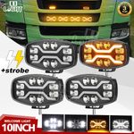 x4 Fit Scania Volvo DAF MAN 24v 10'' Jumbo Fog Spot Light Led DRL COMBO HQ E9