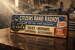 CB Radio Sign Vintage citizen band radios Retro 28cm wooden sign 70s 80s antenna
