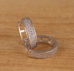 Solid 925 Sterling Silver CZ V-Shaped Huggie Hoops 18x4mm Earrings Gift Boxed