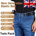 x2 Tactical Metal Hook Elastic Belt Twin H Black Unisex Buckle-Less UK seller