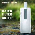 Portable Camping Water Filter Bottle Straw Purifier Hiking Emergency Life Surviv