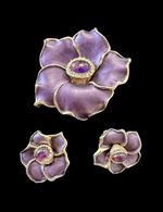 Striking Vintage Jackie Orr Era Poppy Brooch/Pendant & Clip-on Earrings Set