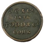 1844 Ireland Cork farthing token J. Carmichael & Co late Todd & Co draper W#5700