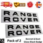 Gloss Black Bonnet and Boot Lettering Badge Compatible with Range Rover Stencil