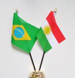 Brazil & Kurdistan Double Friendship Table Flag Set