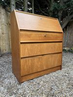 Vintage Mid Century Teak Writing Bureau Secretaire 3 Drawer Danish Style Desk