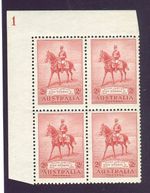 Australia KGV 1935 Jubilee 2d scarlet SG156 MNH Plate 1 block of 4
