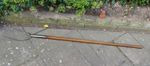 Vintage Pitch Fork - 2 Prong hay fork - Old Farm Tool. Long wooden handle.