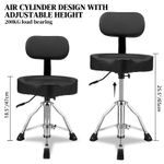 Drum Throne with Backrest Hydraulic Drum Stool Adjustable Height for Drummers UK