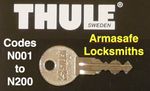 Thule Key Spare Replacement Roof  Box  Rail Bar Cut to Code Number  N001 - N200