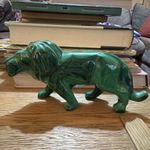 Stunning vintage Malachite Lion, Fine hand carving. Rare beautiful collectible
