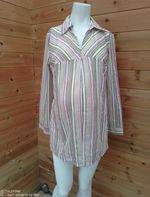 Job lot-17 pink/green striped maternity blouses, new in packaging, free postage.