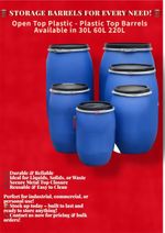 Storage Barrel / Open Top Plastic Drum – 30L, 60L – Secure, Heavy-Duty 🛢️