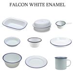 24cm Traditional Falcon White Enamel Dinner Plate Pie Roasting Baking Camping