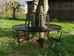 Round Tree Bench Outdoor Garden Large Park Seat Metal Patio Furniture 6 Seater
