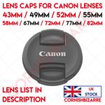 LENS CAP FOR CANON 43MM 49MM 52MM 55MM 58MM 67MM 72MM 77MM 82MM FILTER THREAD UK