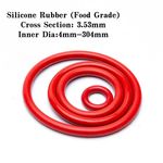 Food Grade Red Silicone Rubber O Rings CS 3.53mm ID 4-304mm Seals O-Ring Washer