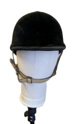 A And A J Boots Black Velvet Riding Hat In Dust Bag, Size 6 3/4 - 55.