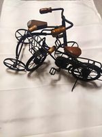 2 X Metal Bicycle Model Ornament Black with Brown Seat/Handles, Front Basket,